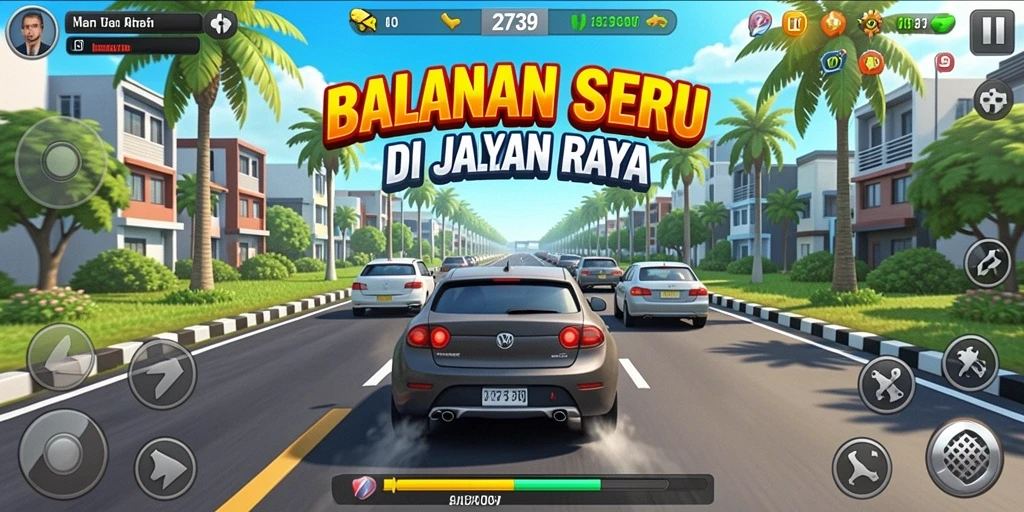 Tampilan menarik dari gameplay balapan di 2739.
