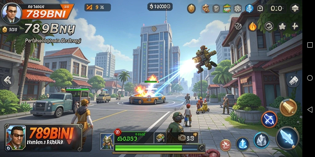 Gameplay menegangkan di 789BNI dengan menara dan serangan musuh.
