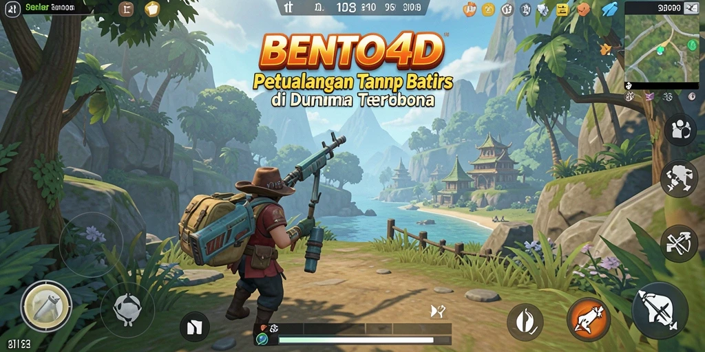 Permainan BENTO4D menampilkan dunia terbuka yang indah dan luas.