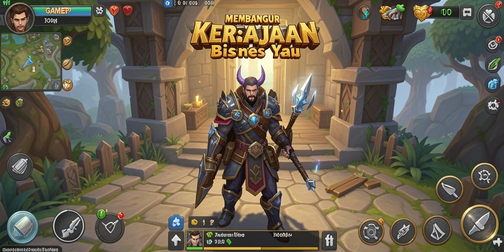 Screenshot GAMERP menampilkan gameplay yang seru dalam membangun kerajaan bisnis.