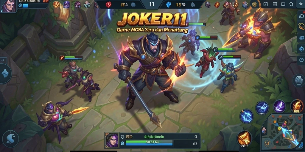 Screenshot gameplay JOKER11 menampilkan pertarungan epik antar tim.