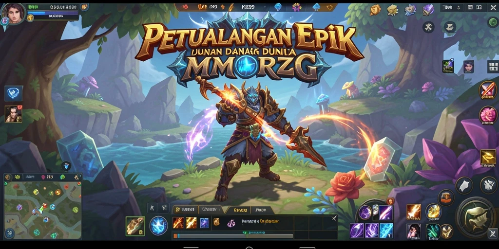 Screenshot utama KNO89 menampilkan karakter beraksi dalam pertarungan epik MMORPG.