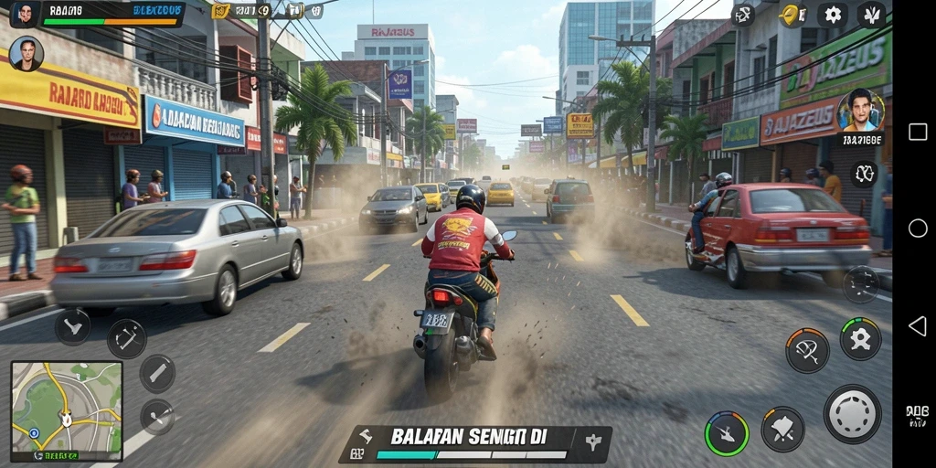 Gameplay balapan yang seru dan penuh aksi di RAJAZEUS.