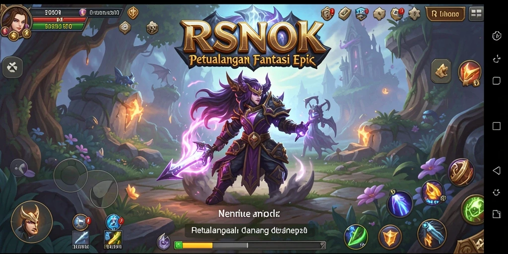 Screenshot gameplay RSNOK menampilkan pertarungan seru di dunia fantasi.