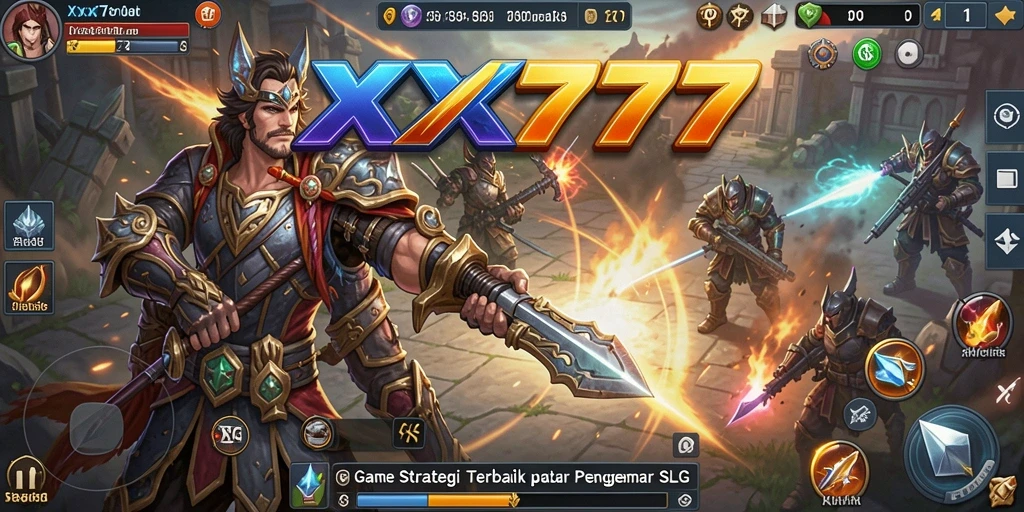 Tampilan gameplay seru dalam <strong>XXX777</strong> yang menampilkan strategi dan pertempuran.