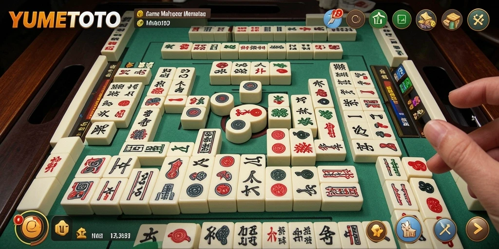 Tangkapan layar YUMETOTO menampilkan gameplay Mahjong yang mendebarkan.